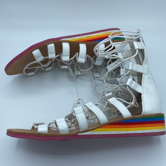JEFFREY CAMPBELL BURMA White Rainbow Wedge Gladiator Sandal Size 8M - Picture 4 of 16